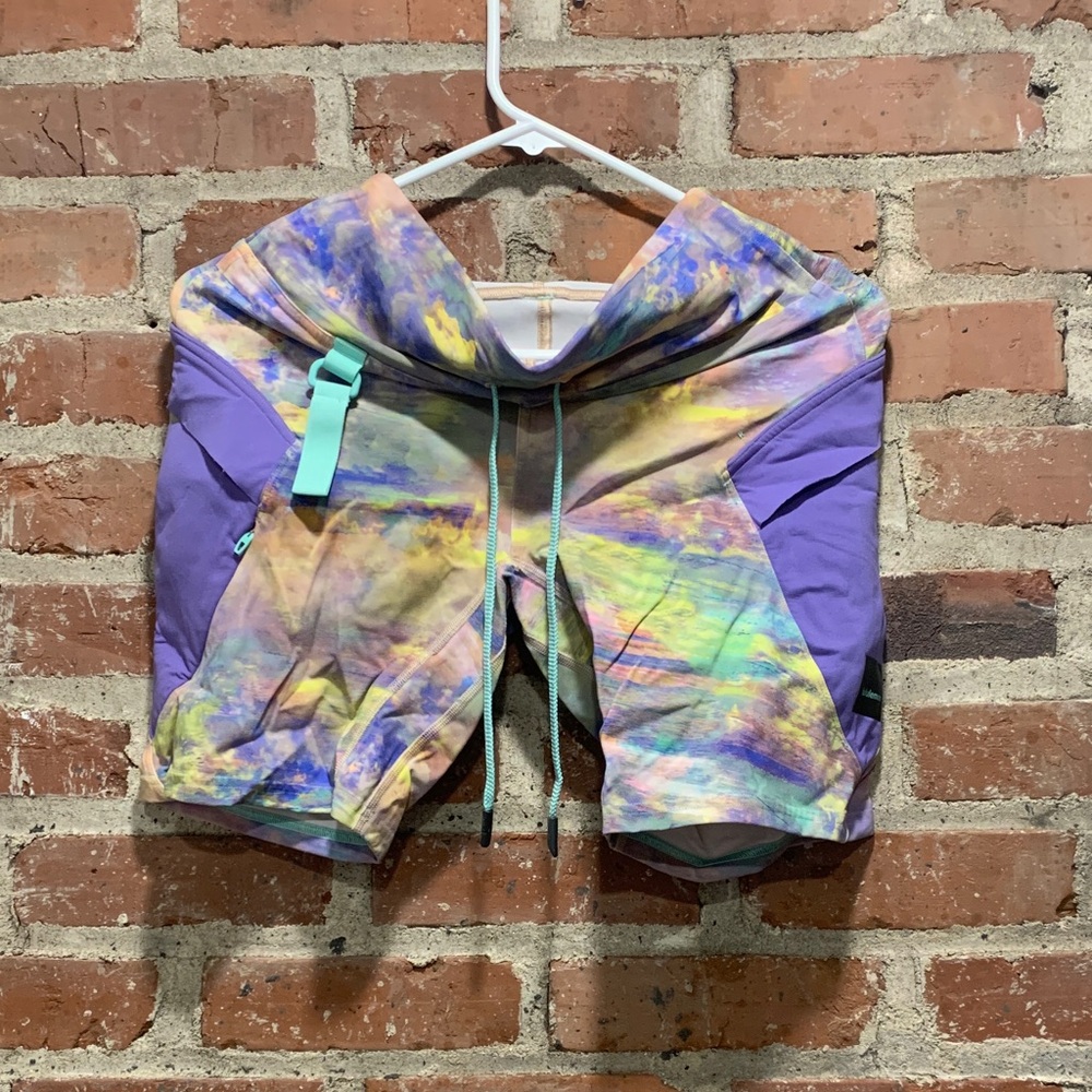 lululemon athletica Multicolor Tie-Dye Athletic Shorts with Purple Panels